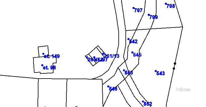 Parcela st. 261/13 v KÚ Roveň u Sobotky, Katastrální mapa