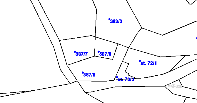 Parcela st. 387/6 v KÚ Roveň u Sobotky, Katastrální mapa