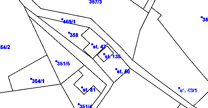 Parcela st. 135 v KÚ Roveň u Sobotky, Katastrální mapa