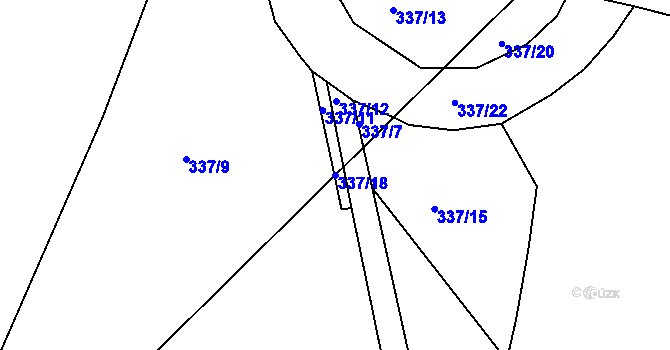 Parcela st. 337/18 v KÚ Roveň u Sobotky, Katastrální mapa
