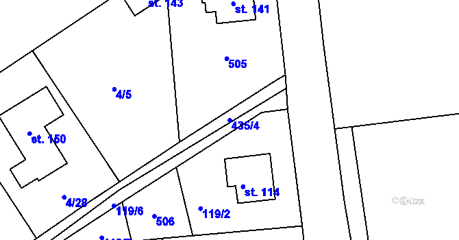 Parcela st. 435/4 v KÚ Roveň u Sobotky, Katastrální mapa