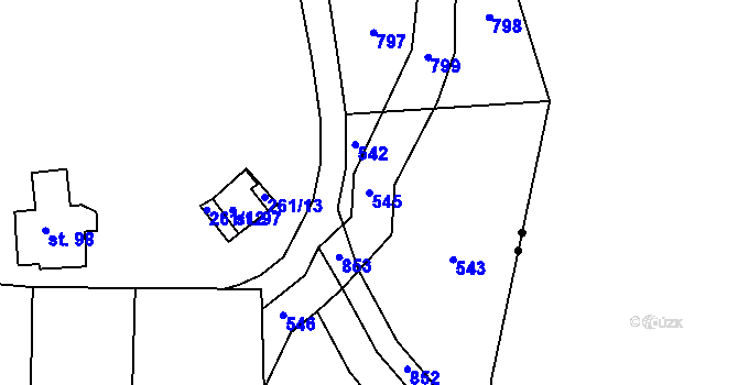 Parcela st. 545 v KÚ Roveň u Sobotky, Katastrální mapa