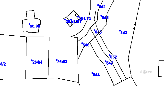 Parcela st. 546 v KÚ Roveň u Sobotky, Katastrální mapa