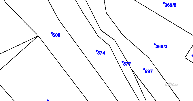 Parcela st. 574 v KÚ Roveň u Sobotky, Katastrální mapa