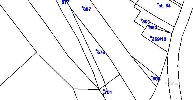 Parcela st. 576 v KÚ Roveň u Sobotky, Katastrální mapa
