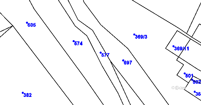 Parcela st. 577 v KÚ Roveň u Sobotky, Katastrální mapa
