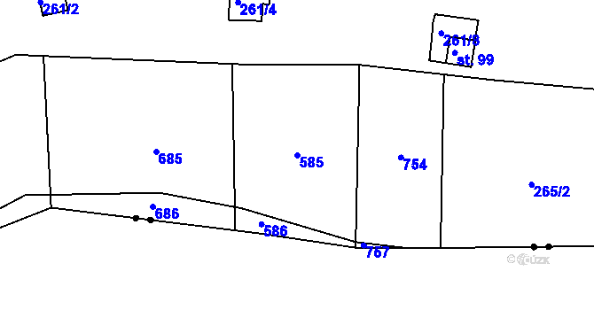 Parcela st. 585 v KÚ Roveň u Sobotky, Katastrální mapa