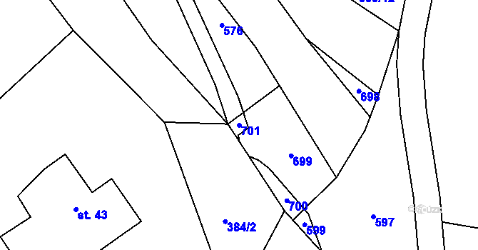 Parcela st. 701 v KÚ Roveň u Sobotky, Katastrální mapa