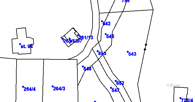 Parcela st. 853 v KÚ Roveň u Sobotky, Katastrální mapa