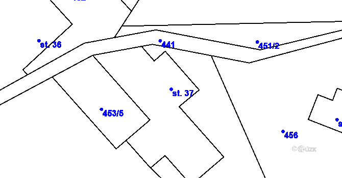 Parcela st. 37 v KÚ Jahodov, Katastrální mapa