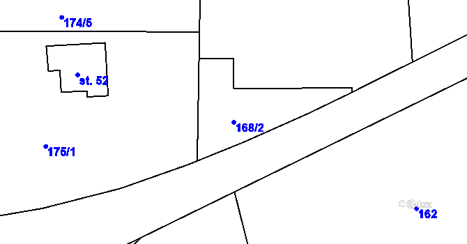 Parcela st. 168/2 v KÚ Jahodov, Katastrální mapa