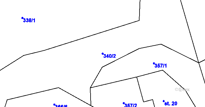 Parcela st. 340/2 v KÚ Jahodov, Katastrální mapa