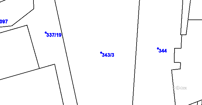 Parcela st. 343/3 v KÚ Jahodov, Katastrální mapa
