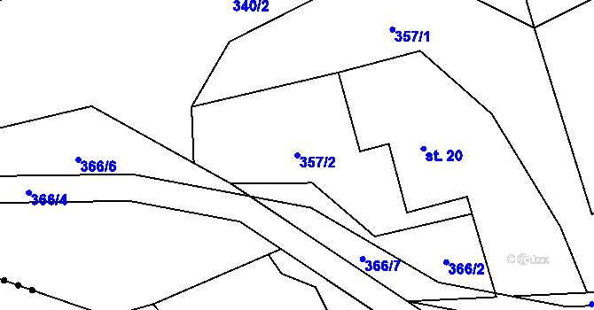 Parcela st. 357/2 v KÚ Jahodov, Katastrální mapa
