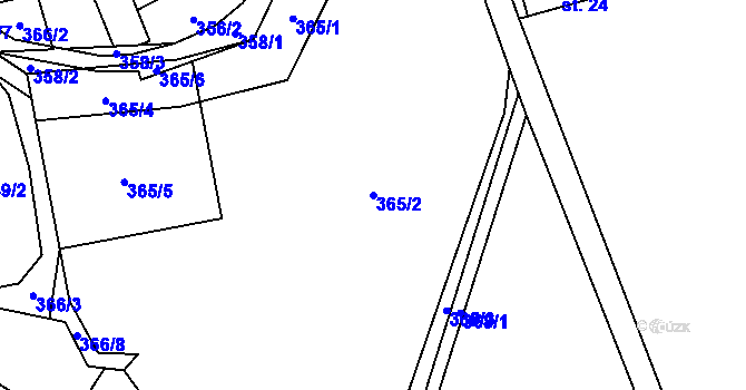 Parcela st. 365/2 v KÚ Jahodov, Katastrální mapa