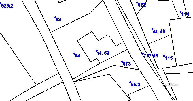 Parcela st. 53 v KÚ Roveň u Rychnova nad Kněžnou, Katastrální mapa