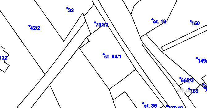 Parcela st. 84/1 v KÚ Roveň u Rychnova nad Kněžnou, Katastrální mapa
