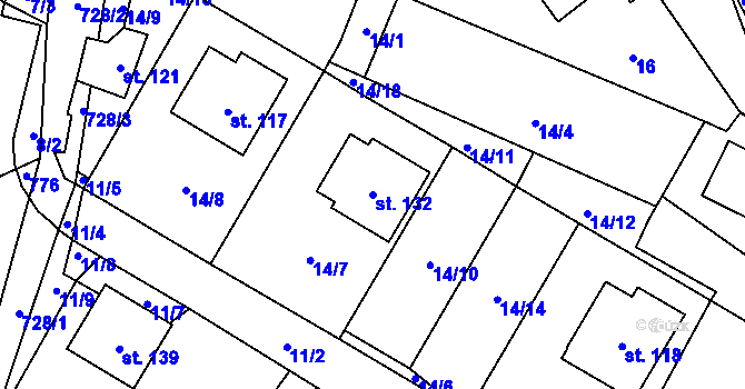 Parcela st. 132 v KÚ Roveň u Rychnova nad Kněžnou, Katastrální mapa