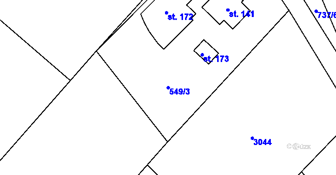 Parcela st. 549/3 v KÚ Roveň u Rychnova nad Kněžnou, Katastrální mapa