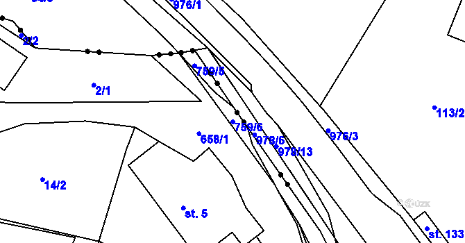 Parcela st. 759/6 v KÚ Roveň u Rychnova nad Kněžnou, Katastrální mapa