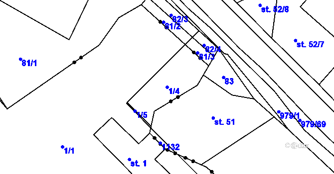 Parcela st. 1/4 v KÚ Roveň u Rychnova nad Kněžnou, Katastrální mapa