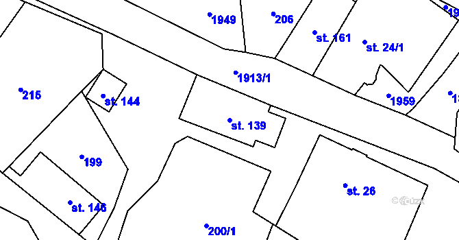 Parcela st. 139 v KÚ Rovensko, Katastrální mapa