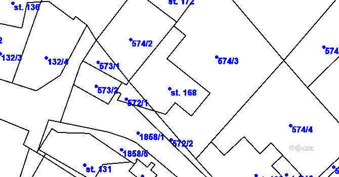 Parcela st. 168 v KÚ Rovensko, Katastrální mapa
