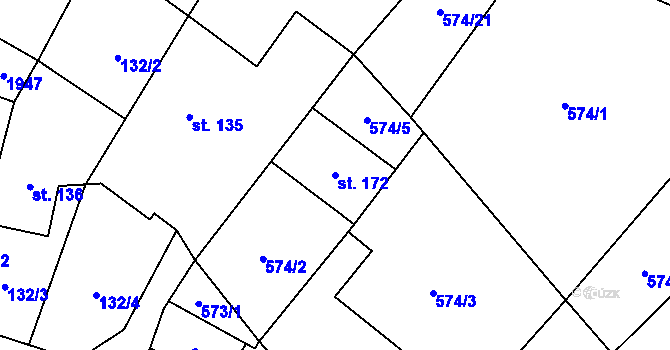 Parcela st. 172 v KÚ Rovensko, Katastrální mapa