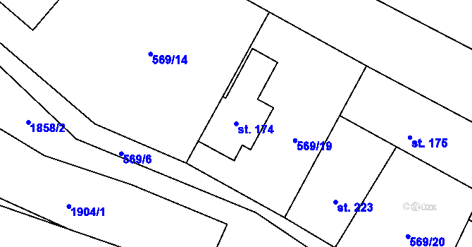 Parcela st. 174 v KÚ Rovensko, Katastrální mapa