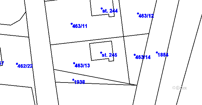 Parcela st. 245 v KÚ Rovensko, Katastrální mapa