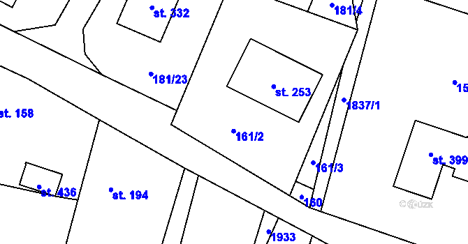 Parcela st. 161/2 v KÚ Rovensko, Katastrální mapa