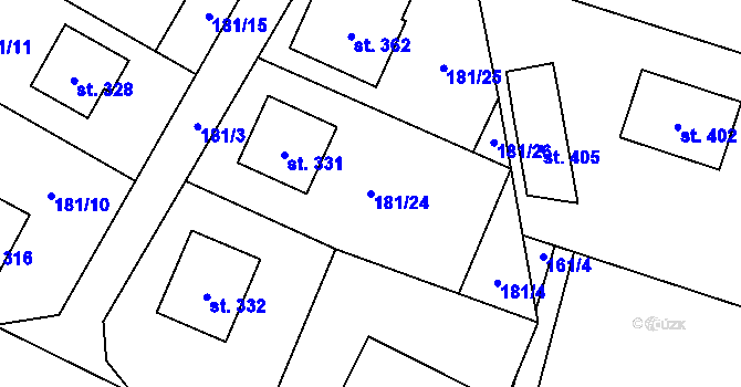 Parcela st. 181/24 v KÚ Rovensko, Katastrální mapa