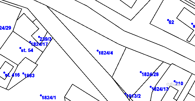 Parcela st. 1824/4 v KÚ Rovensko, Katastrální mapa