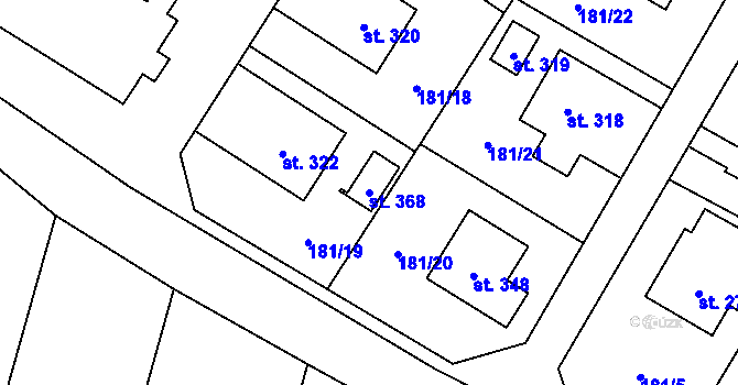 Parcela st. 368 v KÚ Rovensko, Katastrální mapa