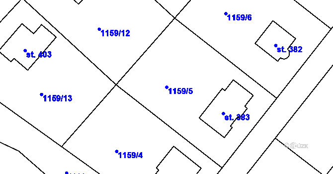 Parcela st. 1159/5 v KÚ Rovensko, Katastrální mapa