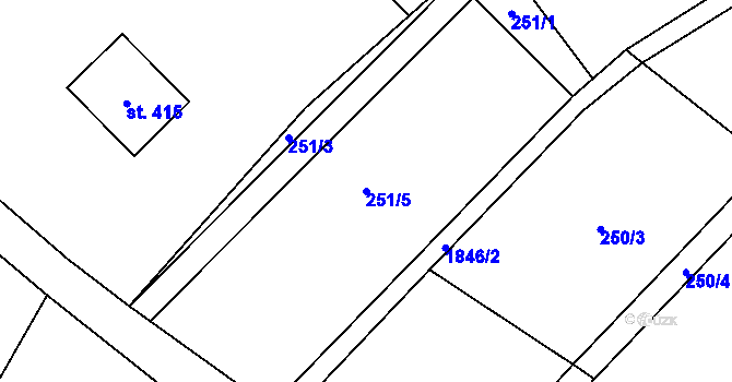 Parcela st. 251/5 v KÚ Rovensko, Katastrální mapa