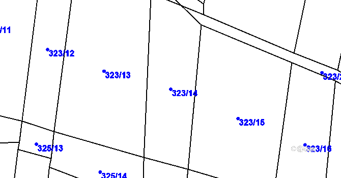 Parcela st. 323/14 v KÚ Rovensko, Katastrální mapa