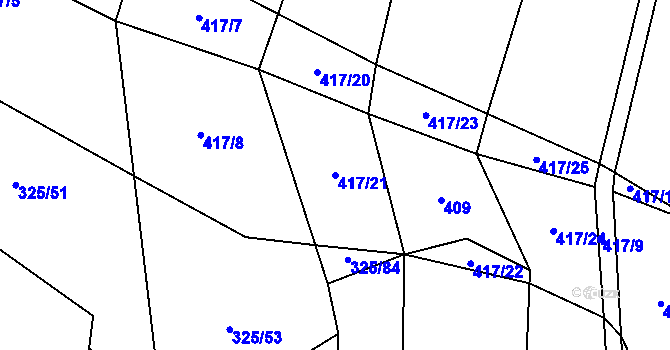 Parcela st. 417/21 v KÚ Rovensko, Katastrální mapa