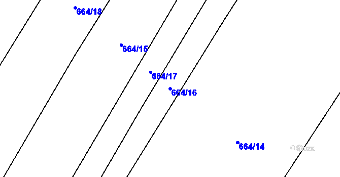 Parcela st. 664/16 v KÚ Rovensko, Katastrální mapa