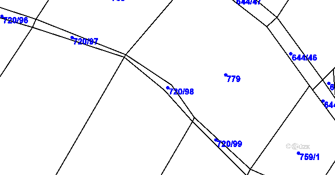 Parcela st. 720/98 v KÚ Rovensko, Katastrální mapa