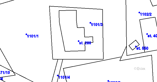 Parcela st. 286 v KÚ Křečovice pod Troskami, Katastrální mapa