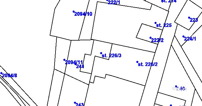 Parcela st. 226/3 v KÚ Rovensko pod Troskami, Katastrální mapa