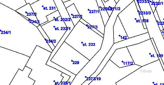 Parcela st. 233 v KÚ Rovensko pod Troskami, Katastrální mapa