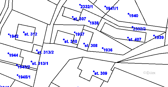 Parcela st. 308 v KÚ Rovensko pod Troskami, Katastrální mapa