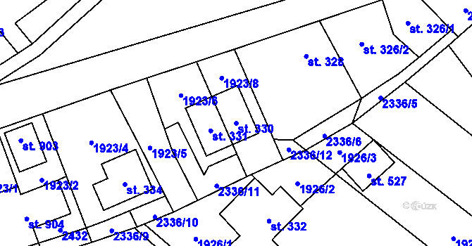 Parcela st. 330 v KÚ Rovensko pod Troskami, Katastrální mapa