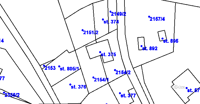 Parcela st. 375 v KÚ Rovensko pod Troskami, Katastrální mapa
