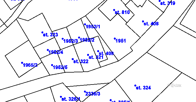 Parcela st. 409 v KÚ Rovensko pod Troskami, Katastrální mapa