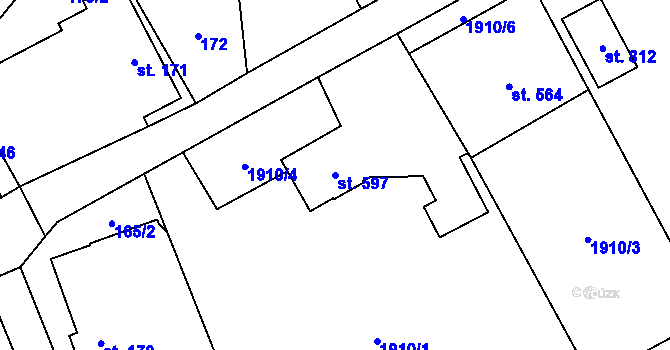 Parcela st. 597 v KÚ Rovensko pod Troskami, Katastrální mapa