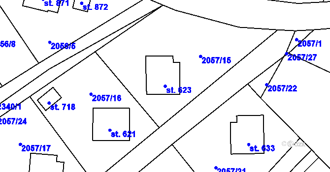 Parcela st. 623 v KÚ Rovensko pod Troskami, Katastrální mapa