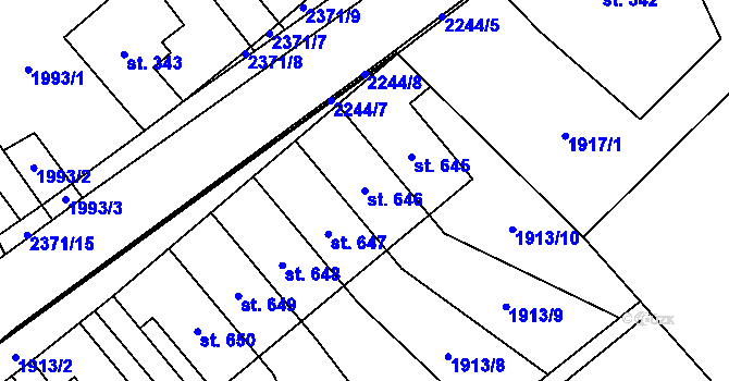 Parcela st. 646 v KÚ Rovensko pod Troskami, Katastrální mapa
